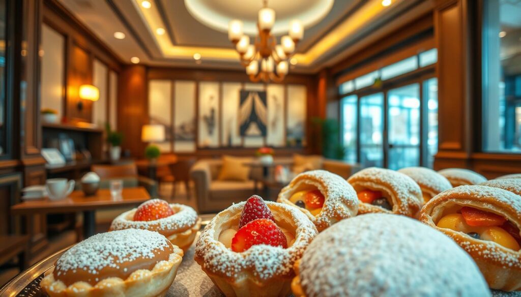 A cozy and inviting Mixue Top-Rated Tea House, bathed in warm, natural lighting. In the foreground, an arrangement of the most popular tea house treats - delicate, artfully crafted pastries, lush with fruit fillings and dusted with powdered sugar. Vibrant colors and intricate details bring these delectable confections to life. The middle ground showcases the elegant tea house interior, with polished wood furnishings, plush seating, and a backdrop of tasteful decor. The atmosphere exudes an air of tranquility and sophistication, inviting the viewer to indulge in these irresistible Mixue specialties. Captured through a medium-wide angle lens, the scene evokes a sense of comfort and temptation, perfectly capturing the essence of the "Best-Selling Mixue Treats and Customer Favorites". A cozy and inviting Mixue Top-Rated Tea House, bathed in warm, natural lighting. In the foreground, an arrangement of the most popular tea house treats - delicate, artfully crafted pastries, lush with fruit fillings and dusted with powdered sugar. Vibrant colors and intricate details bring these delectable confections to life. The middle ground showcases the elegant tea house interior, with polished wood furnishings, plush seating, and a backdrop of tasteful decor. The atmosphere exudes an air of tranquility and sophistication, inviting the viewer to indulge in these irresistible Mixue specialties. Captured through a medium-wide angle lens, the scene evokes a sense of comfort and temptation, perfectly capturing the essence of the "Best-Selling Mixue Treats and Customer Favorites".